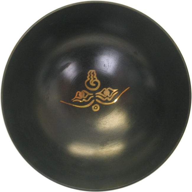 Small Black Gold detailed Brass Singing Bowl with Stick (Nepal