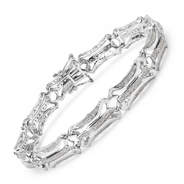 Shop Malaika 14k White Gold over Silver 1ct TDW Diamond Bracelet - On Sale - Free Shipping Today ...