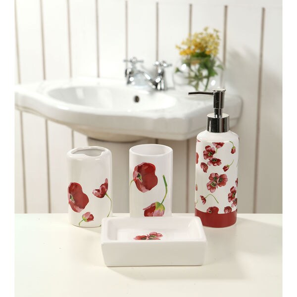 Ceramic Red Poppies 4 Piece Bath Set Free Shipping On Orders Ceramic Red Poppies 4 Piece Bath Set