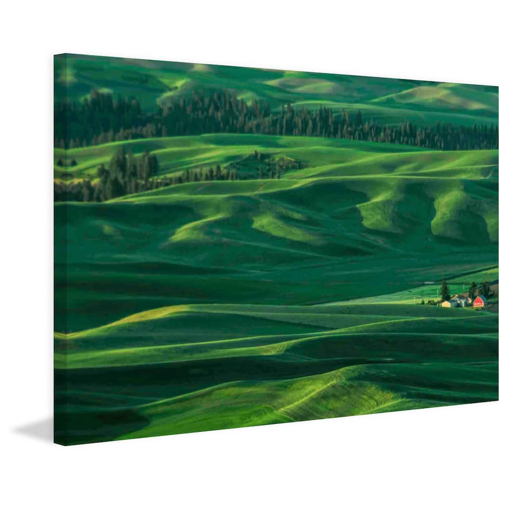 Marmont Hill - Red Barn in the Morning Light Painting Print on Canvas - Multi-Color