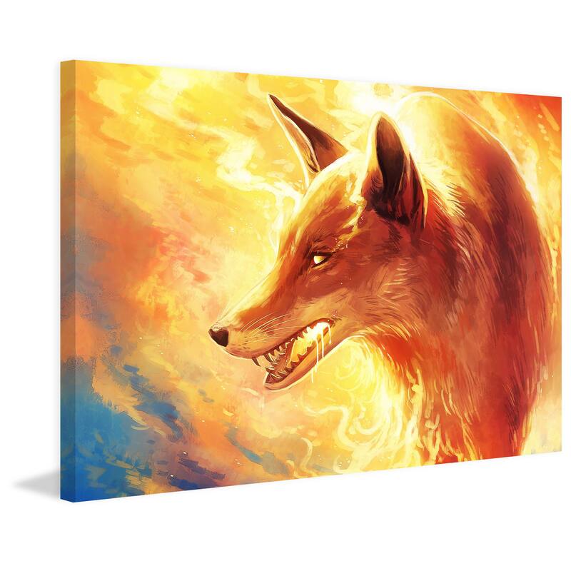 Marmont Hill - Fire Fox Painting Print on Canvas - Multi-Color