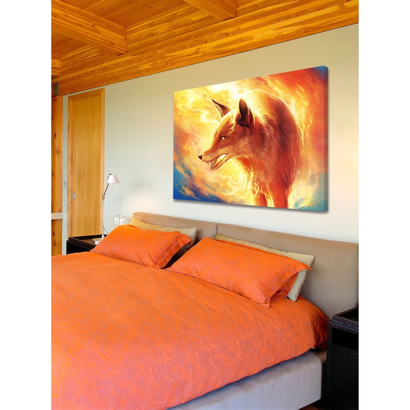 Marmont Hill - Fire Fox Painting Print on Canvas - Multi-Color