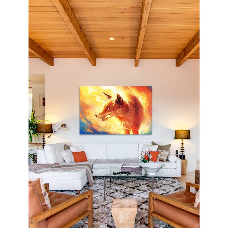 Marmont Hill - Fire Fox Painting Print on Canvas - Multi-Color