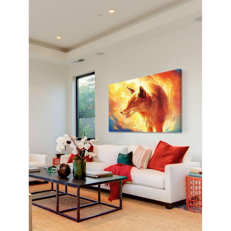 Marmont Hill - Fire Fox Painting Print on Canvas - Multi-Color