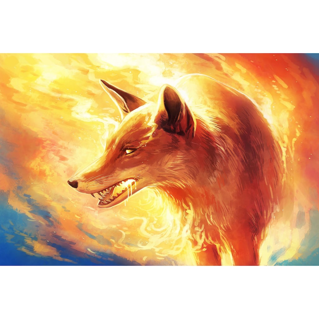 Marmont Hill - Fire Fox Painting Print on Canvas - Multi-Color