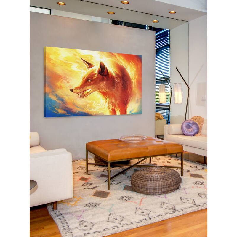Marmont Hill - Fire Fox Painting Print on Canvas - Multi-Color