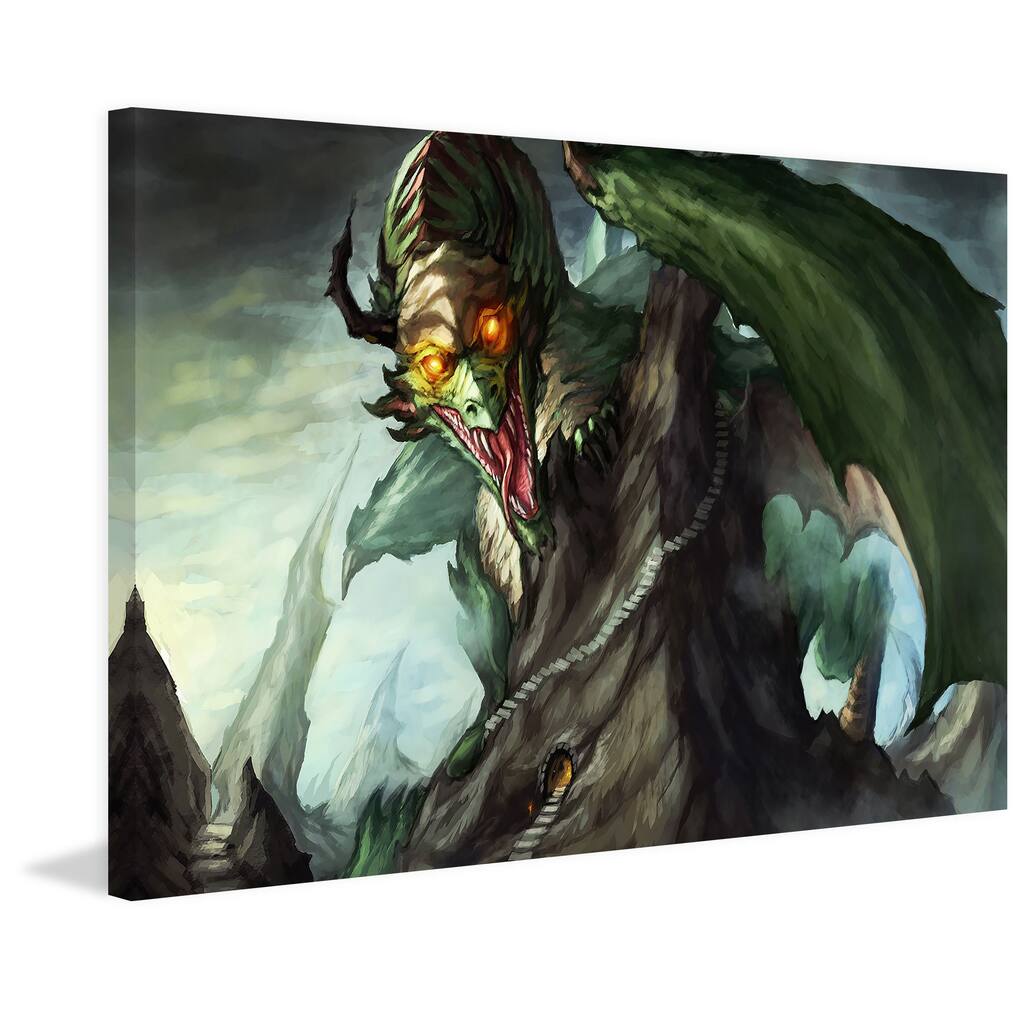 Marmont Hill - Dragon Attack Painting Print on Canvas - Multi-Color