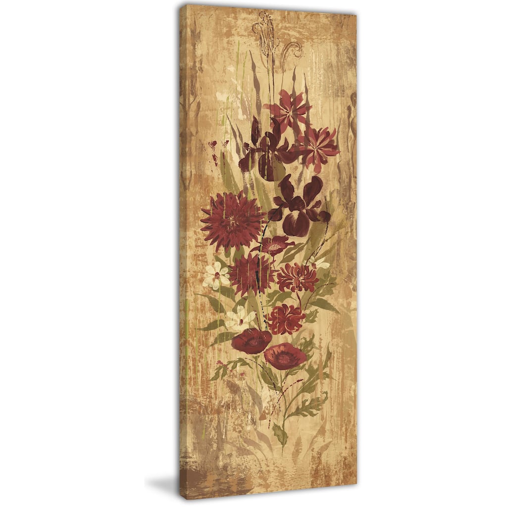 Marmont Hill - A Floral Frenzy Burgundy Painting Print on Canvas - Multi-Color