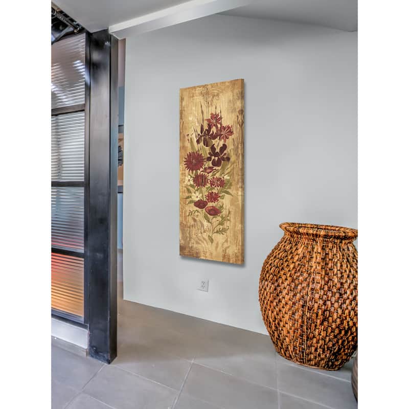 Marmont Hill - A Floral Frenzy Burgundy Painting Print on Canvas - Multi-Color