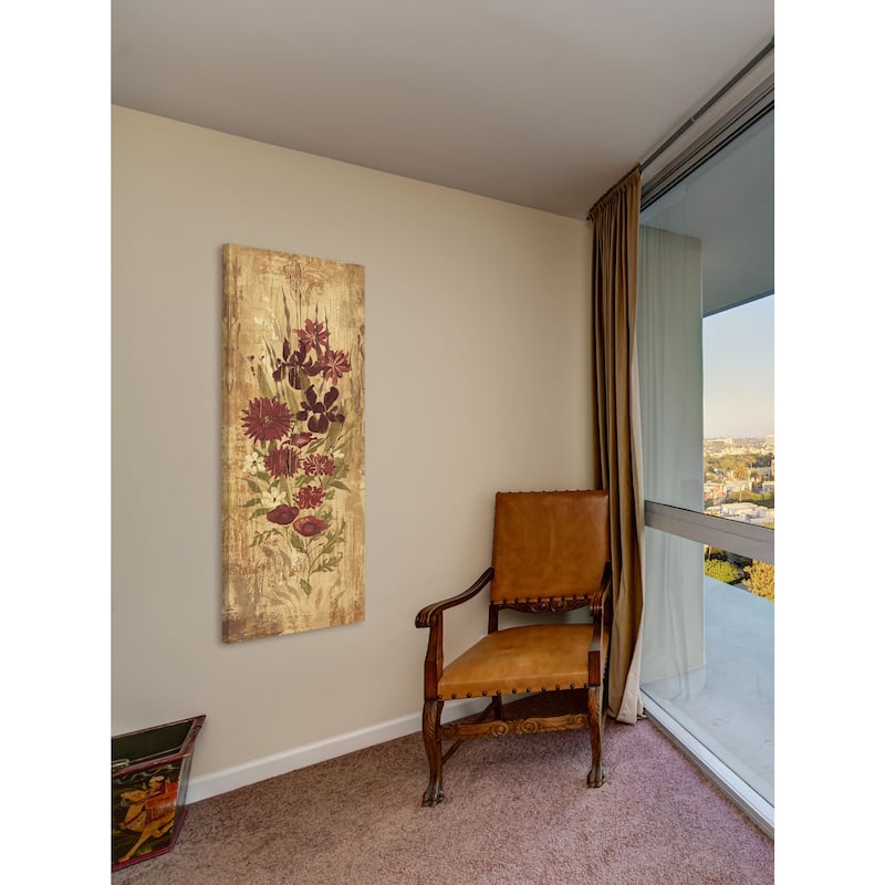 Marmont Hill - A Floral Frenzy Burgundy Painting Print on Canvas - Multi-Color