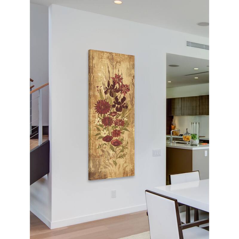 Marmont Hill - A Floral Frenzy Burgundy Painting Print on Canvas - Multi-Color