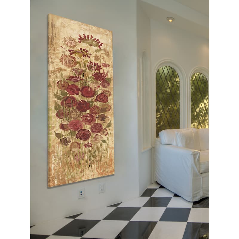 Marmont Hill - Floral Frenzy Burgundy IV Painting Print on Canvas - Multi-Color