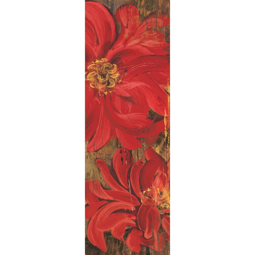 Marmont Hill - Floral Frenzy Red V Painting Print on Canvas - Multi-Color