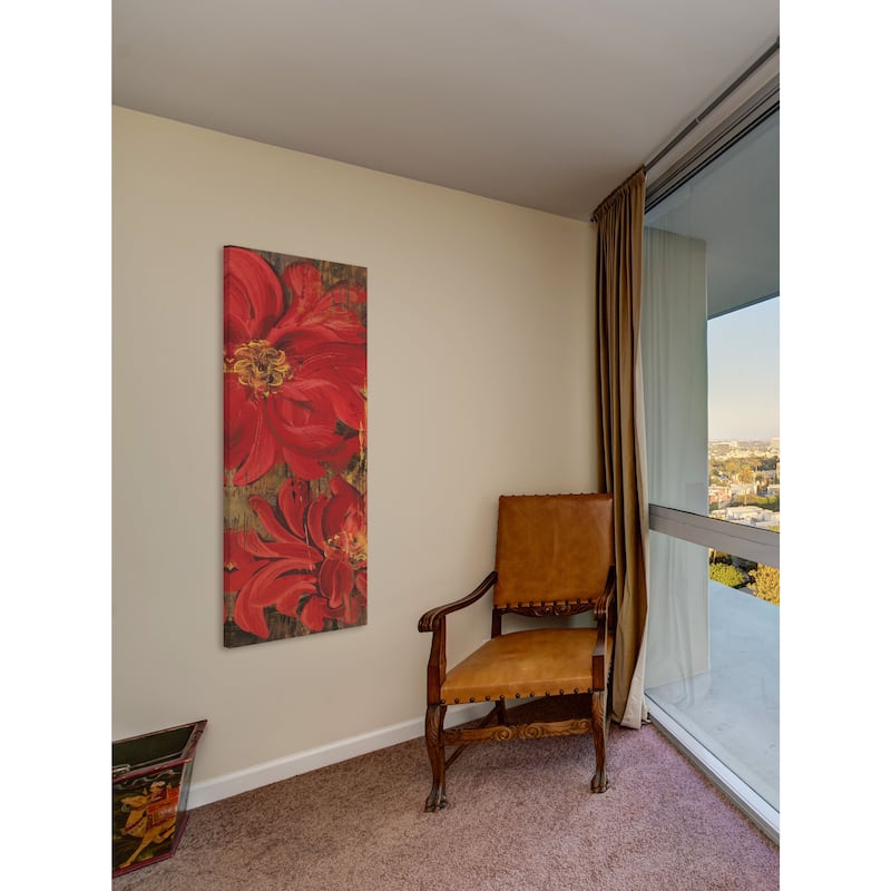 Marmont Hill - Floral Frenzy Red V Painting Print on Canvas - Multi-Color