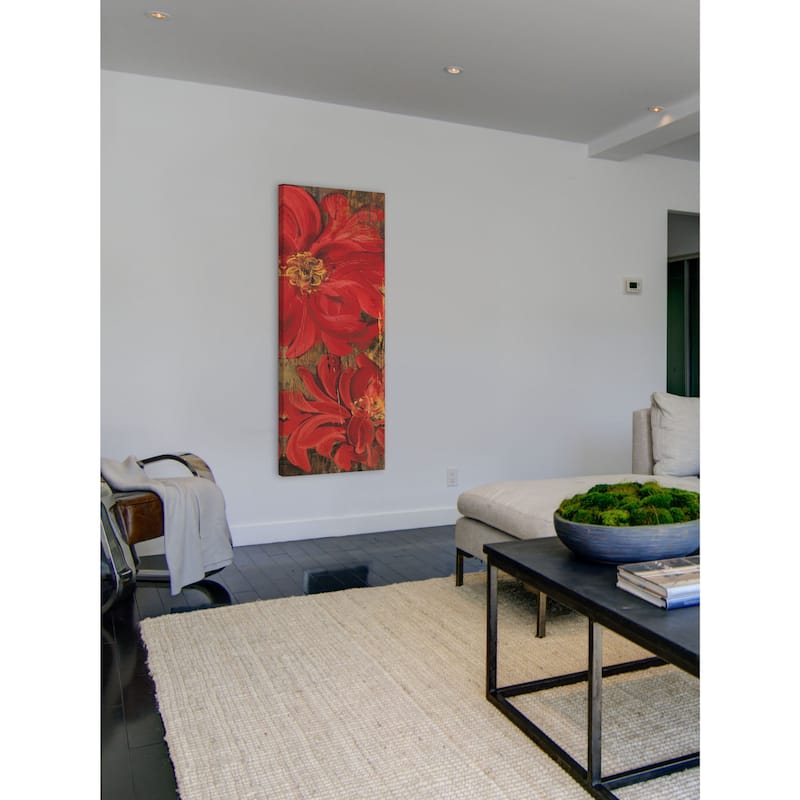 Marmont Hill - Floral Frenzy Red V Painting Print on Canvas - Multi-Color