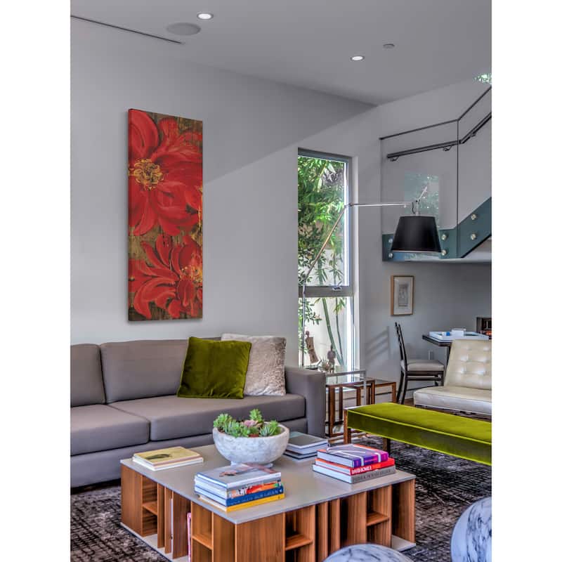 Marmont Hill - Floral Frenzy Red V Painting Print on Canvas - Multi-Color