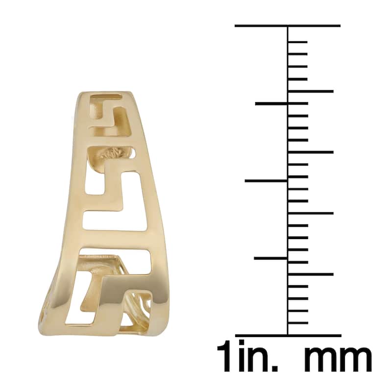 Fremada 14k Yellow Gold Greek Key J-hoop Post Earrings