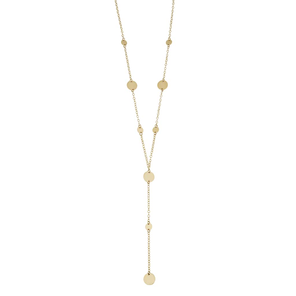 Fremada 14k Yellow Gold High Polish Disc Station Lariat Necklace (17 inches)