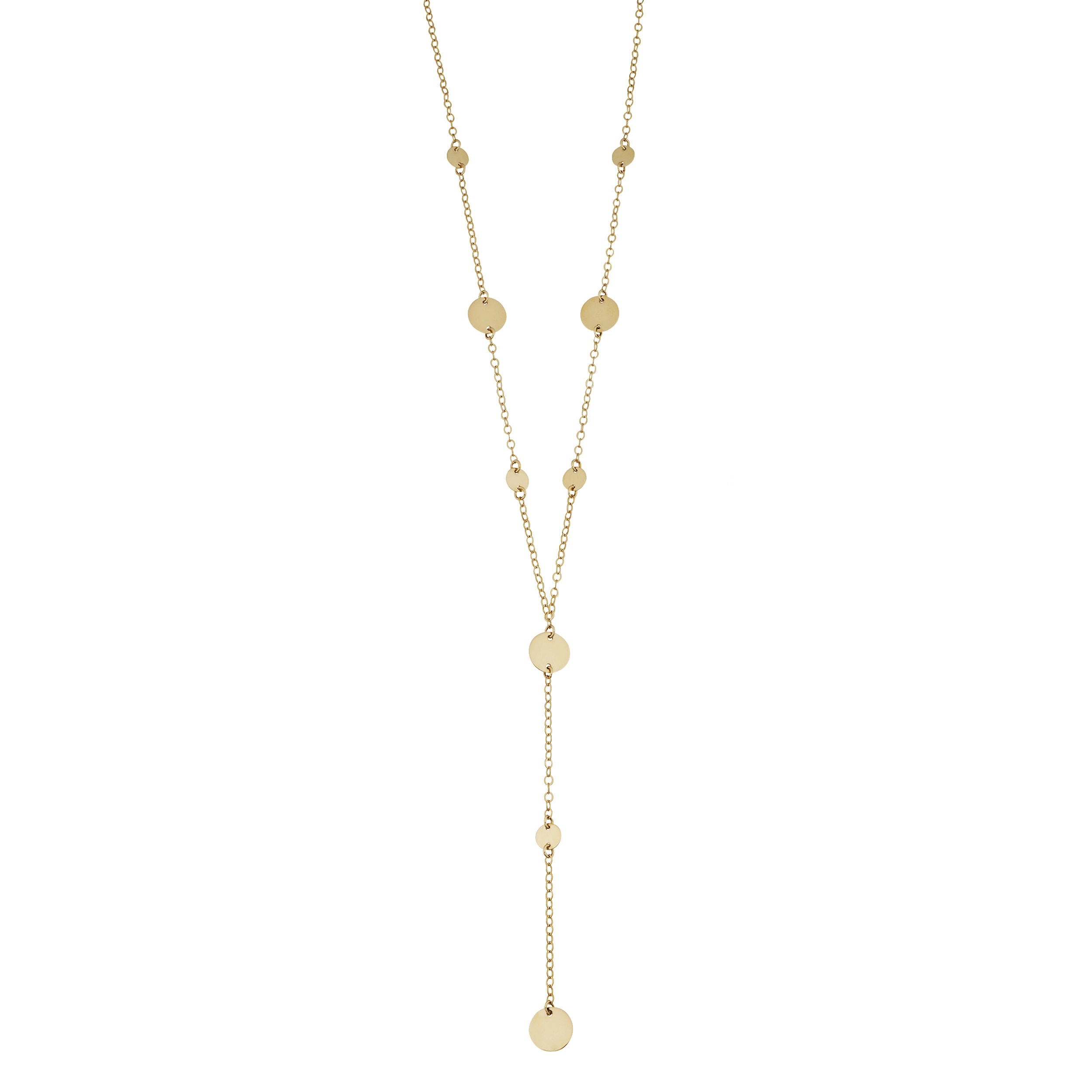 Au Naturale 14k Yellow Gold High Polish Disc Station Lariat Necklace (17 inches)