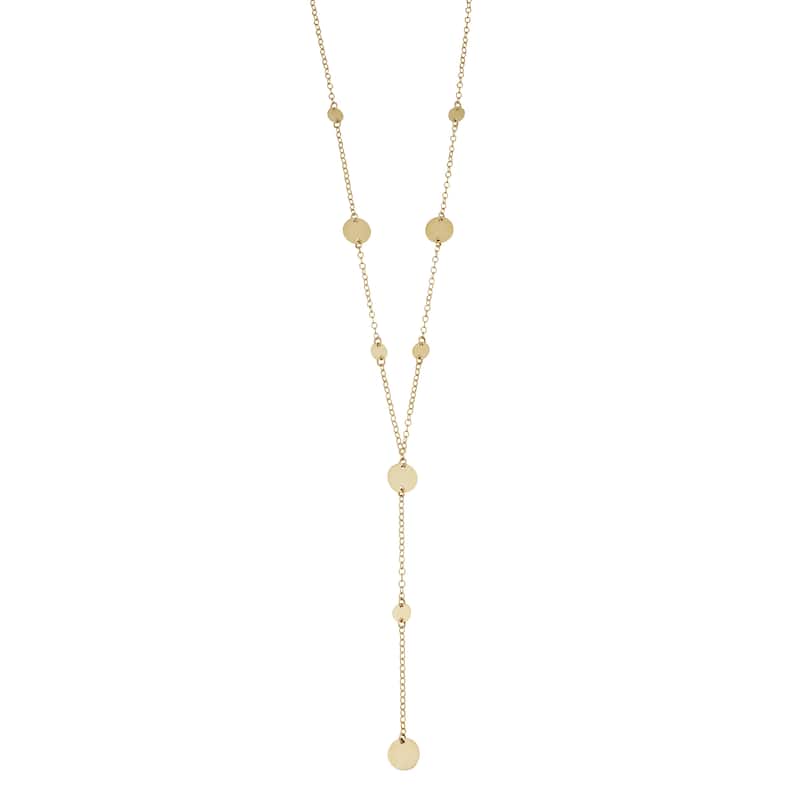 Fremada 14k Yellow Gold High Polish Disc Station Lariat Necklace (17 inches)