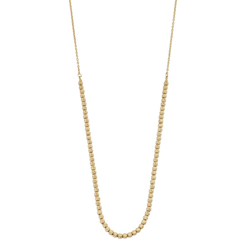 Fremada 14k Yellow Gold Diamond-cut Bead Necklace (17 inches)