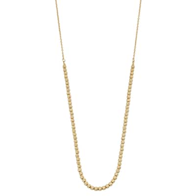 Fremada 14k Yellow Gold Diamond-cut Bead Necklace (17 inches)