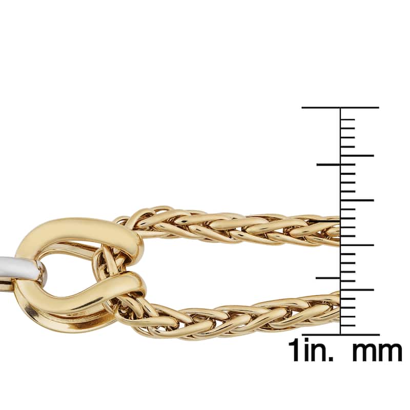 Fremada 14k Two-tone Gold Double Wheat Chain Bracelet (7.5 inches)