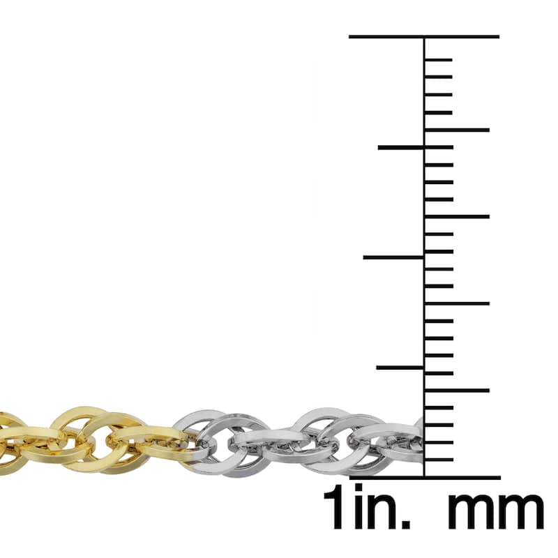 Fremada 10k Tri-color Gold Double Cable Link Anklet (10 inches)