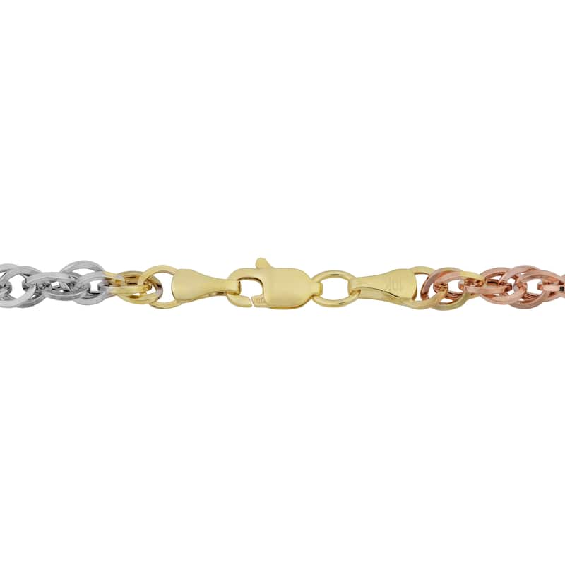 Fremada 10k Tri-color Gold Double Cable Link Necklace