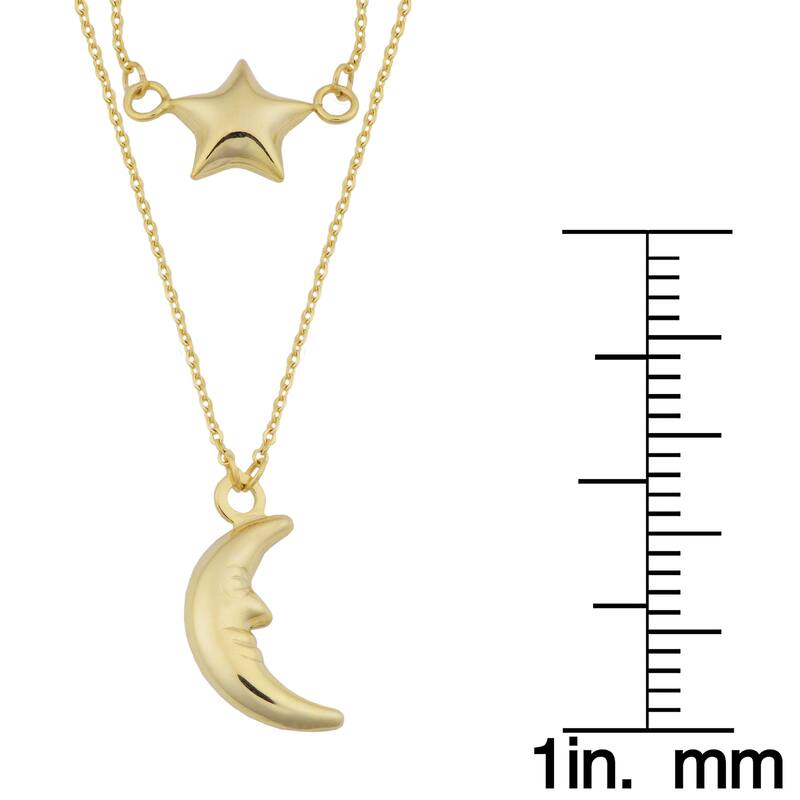 Fremada 10k Yellow Gold Moon and Star Layered Necklace