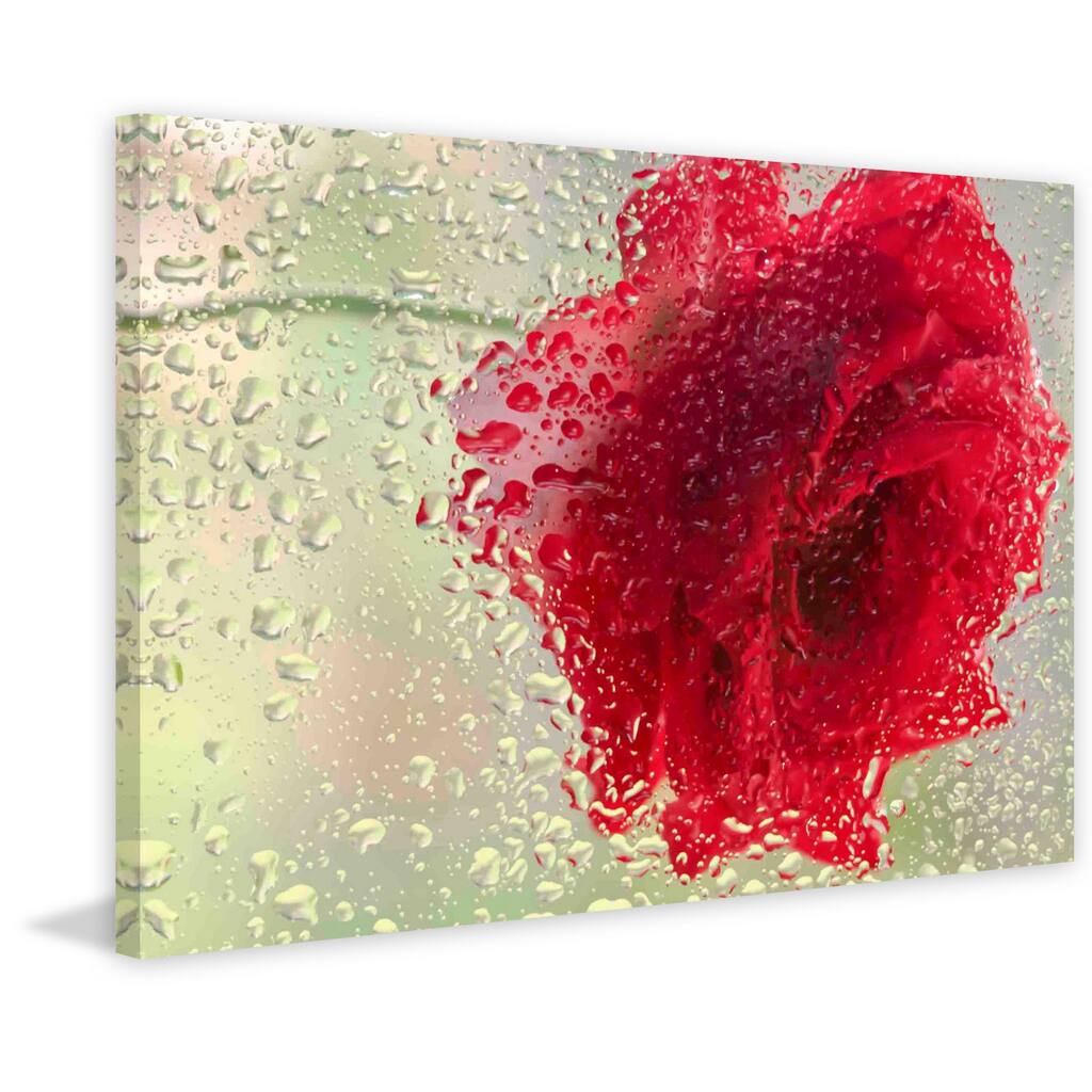 Marmont Hill - Red Rose in a Light Rain Painting Print on Canvas