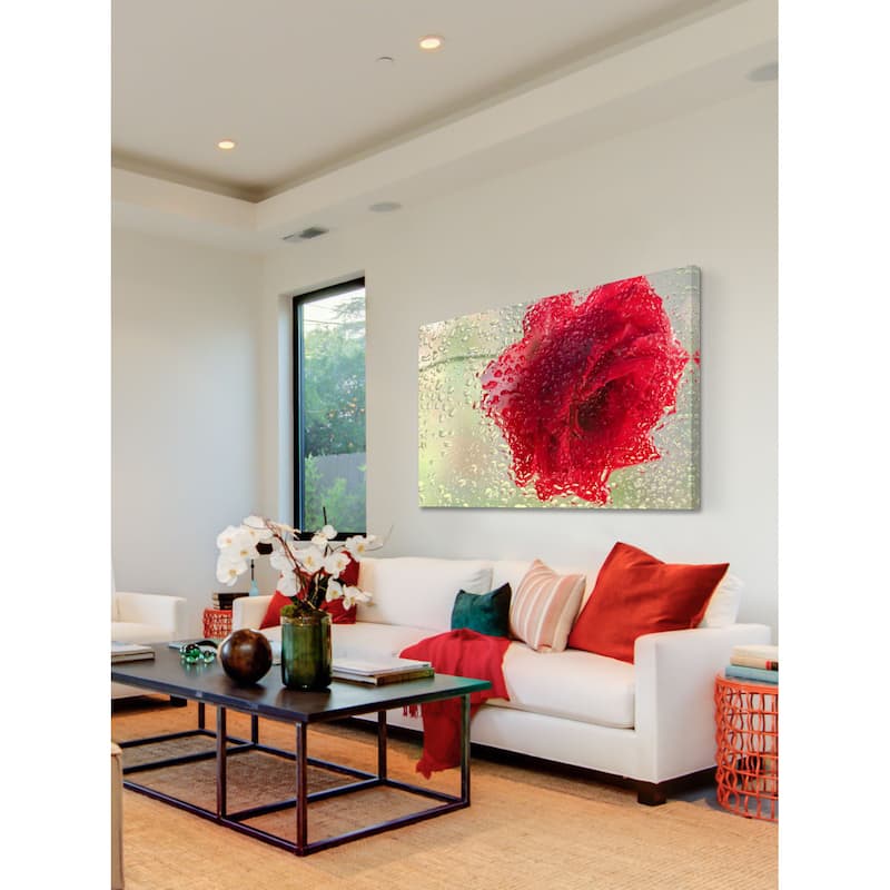 Marmont Hill - Red Rose in a Light Rain Painting Print on Canvas