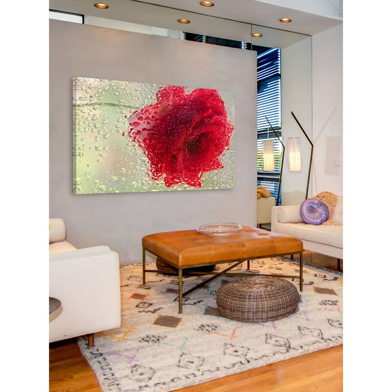 Marmont Hill - Red Rose in a Light Rain Painting Print on Canvas