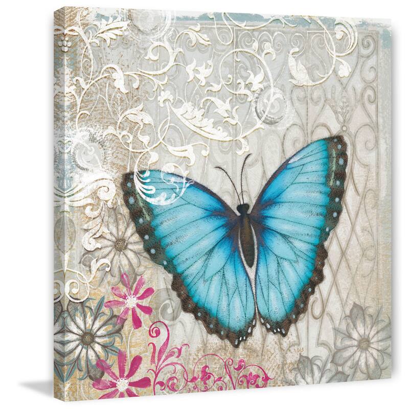 Marmont Hill - A Light Blue Butterfly Painting Print on Canvas - Multi-Color