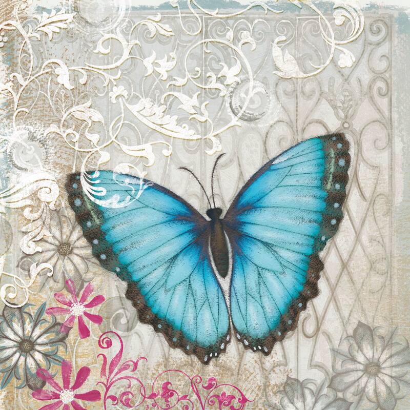 Marmont Hill - A Light Blue Butterfly Painting Print on Canvas - Multi-Color