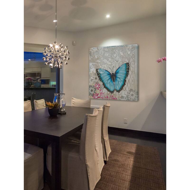 Marmont Hill - A Light Blue Butterfly Painting Print on Canvas - Multi-Color