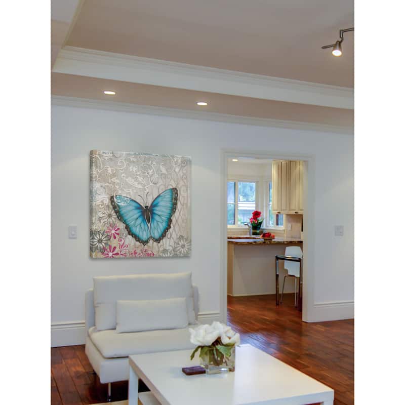 Marmont Hill - A Light Blue Butterfly Painting Print on Canvas - Multi-Color