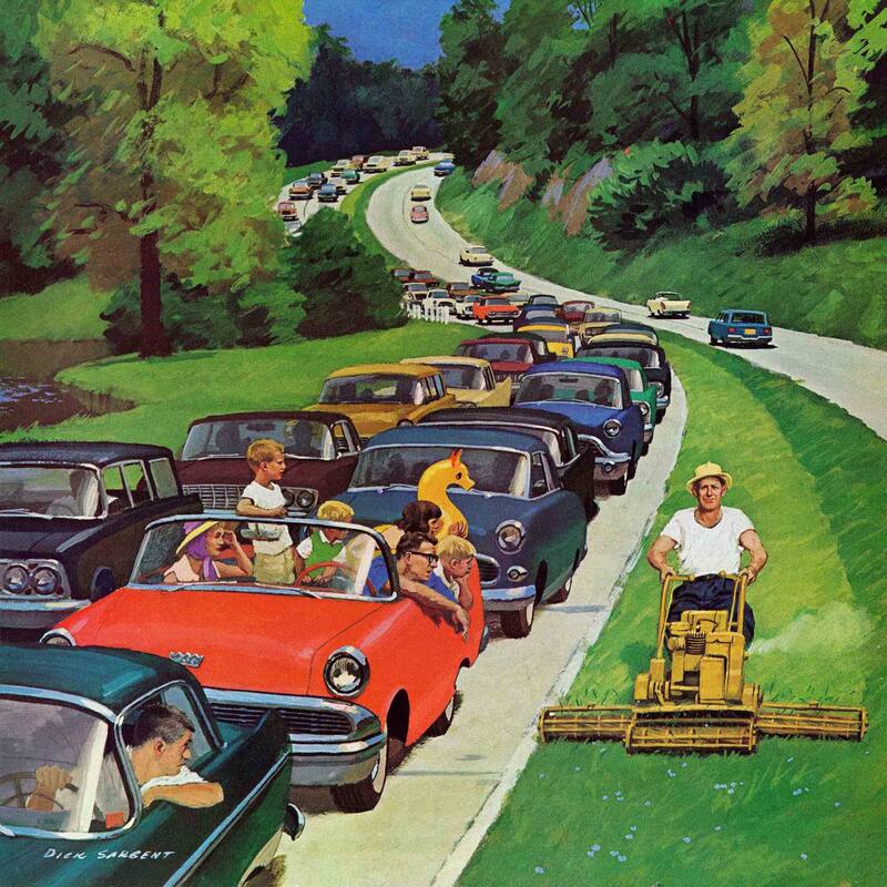 Marmont Hill - The Lawn Mower Painting Print on Canvas - Multi-Color