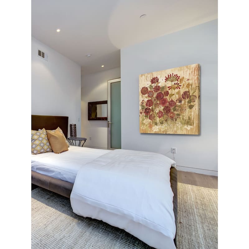 Marmont Hill - Floral Frenzy Burgundy VI Painting Print on Canvas - Multi-Color