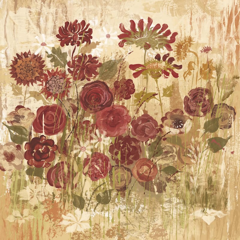 Marmont Hill - Floral Frenzy Burgundy VI Painting Print on Canvas - Multi-Color