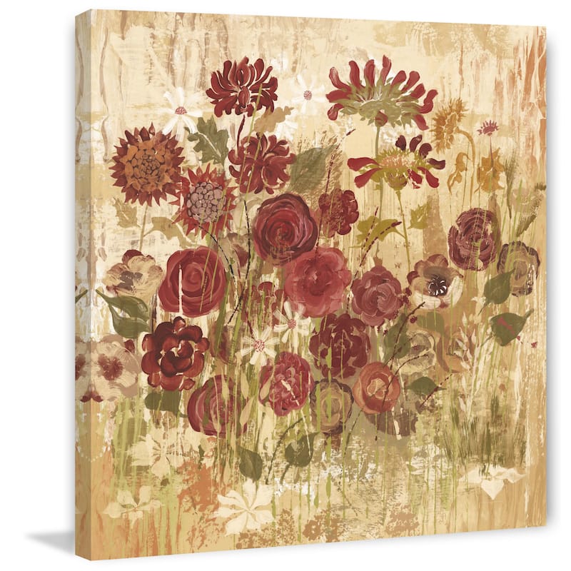 Marmont Hill - Floral Frenzy Burgundy VI Painting Print on Canvas - Multi-Color