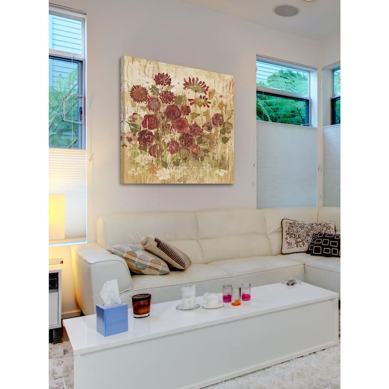 Marmont Hill - Floral Frenzy Burgundy VI Painting Print on Canvas - Multi-Color