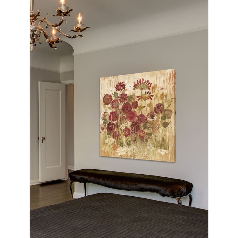 Marmont Hill - Floral Frenzy Burgundy VI Painting Print on Canvas - Multi-Color