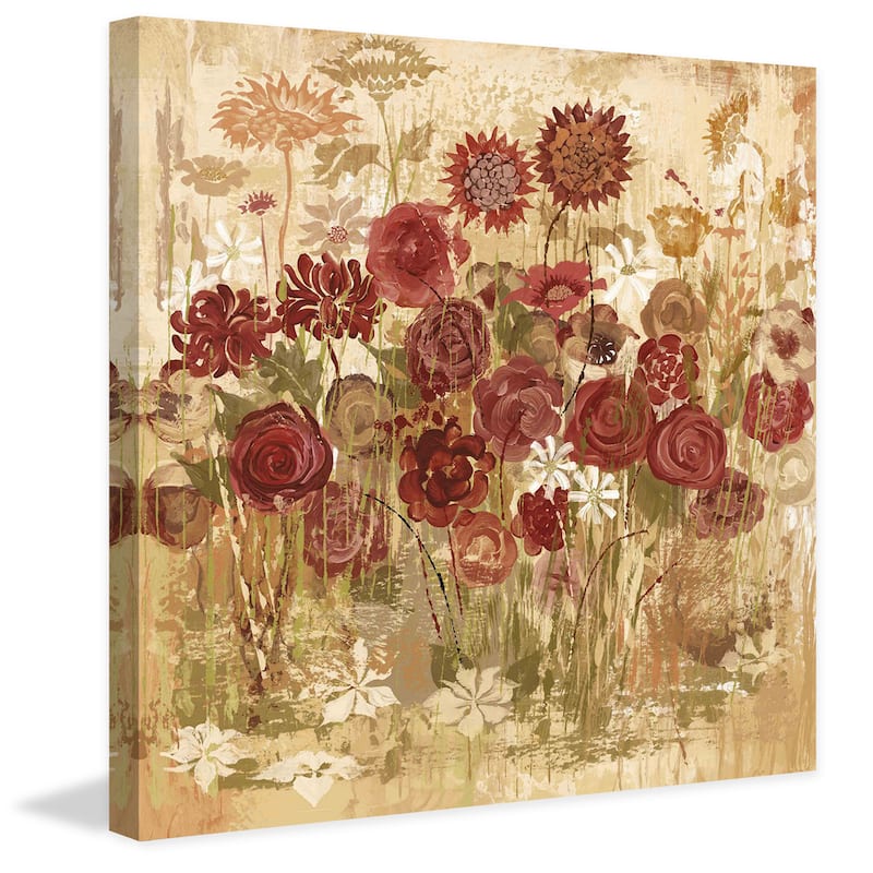 Marmont Hill - Floral Frenzy Burgundy V Painting Print on Canvas - Multi-Color