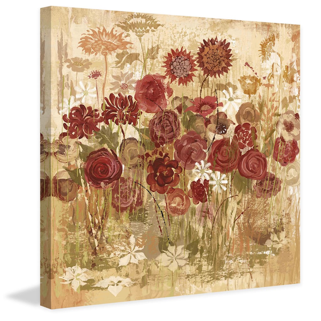 Marmont Hill - Floral Frenzy Burgundy V Painting Print on Canvas - Multi-Color