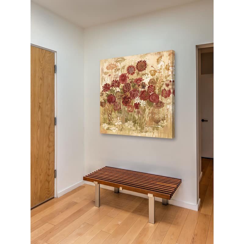 Marmont Hill - Floral Frenzy Burgundy V Painting Print on Canvas - Multi-Color