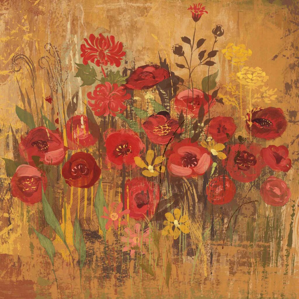Marmont Hill - Floral Frenzy Red VI Painting Print on Canvas - Multi-Color
