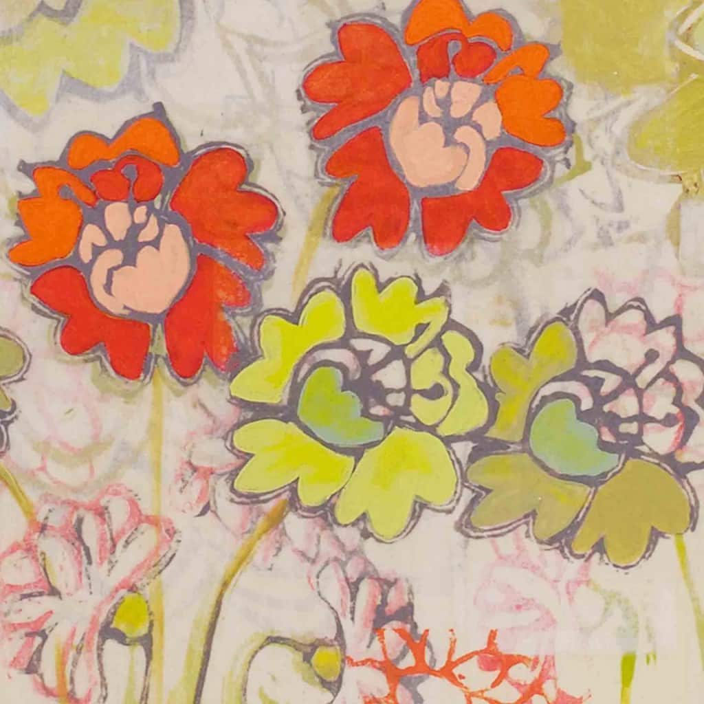 Marmont Hill - Two Orange and Green Flowers Painting Print on Canvas - Multi-Color