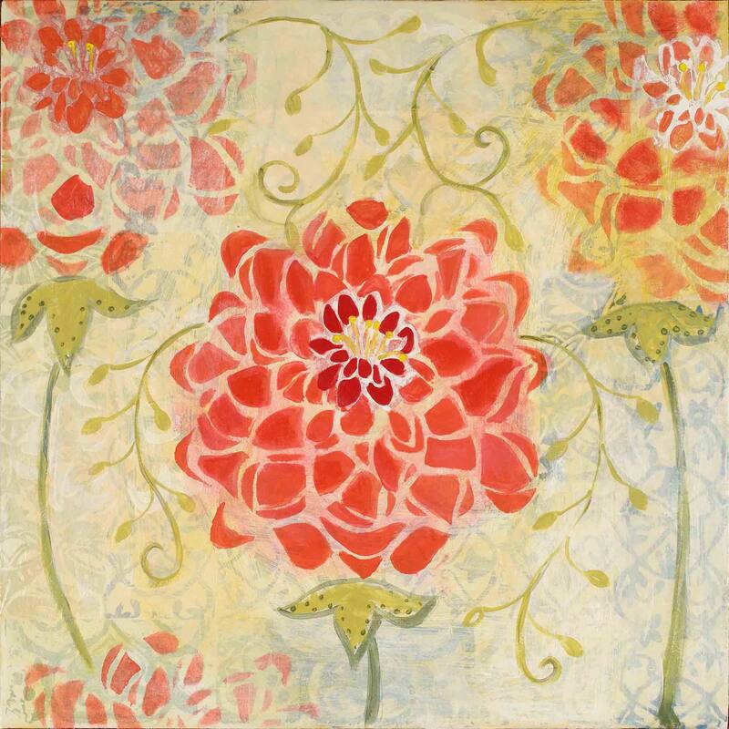 Marmont Hill - Orange Dahlia Painting Print on Canvas - Multi-Color