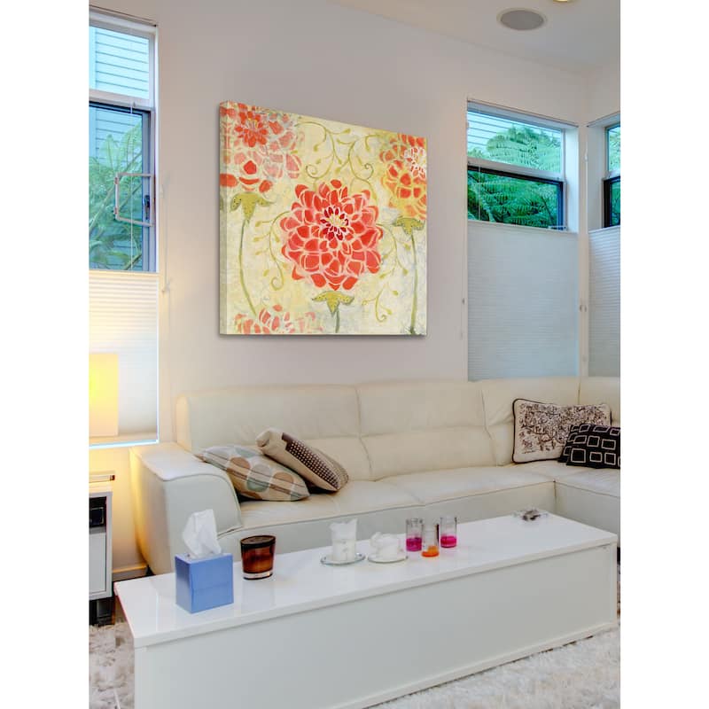 Marmont Hill - Orange Dahlia Painting Print on Canvas - Multi-Color